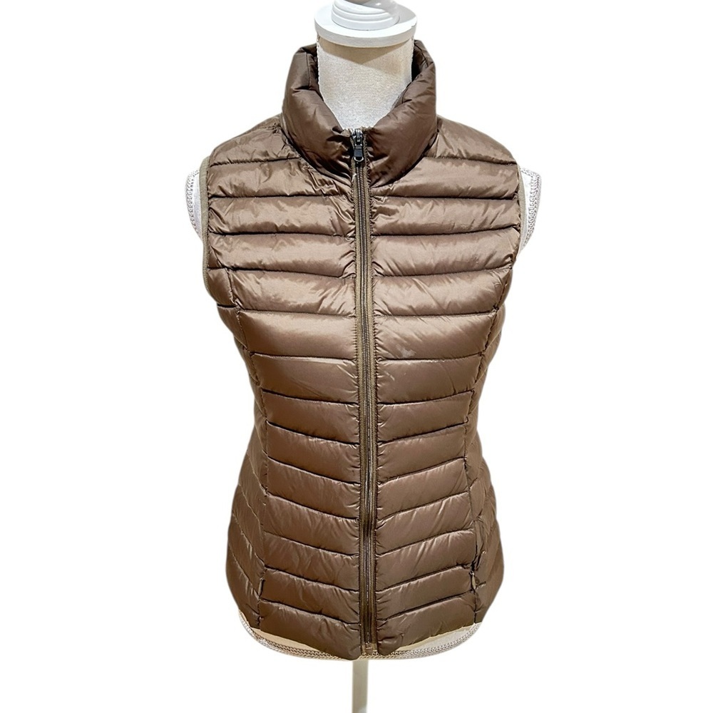 Le Grand Comptoir My Store taupe zip up Quilted puffer Vest zip pockets small